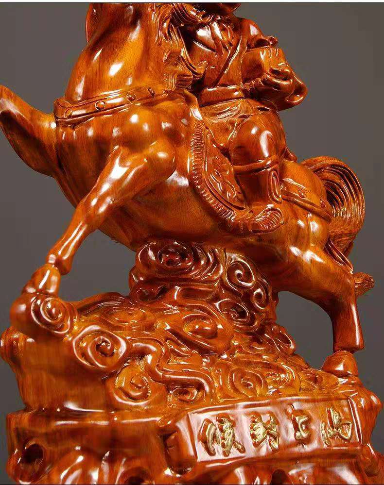 湯河店黃花梨木雕馬上封侯擺件 招財旺運，提升家居格調